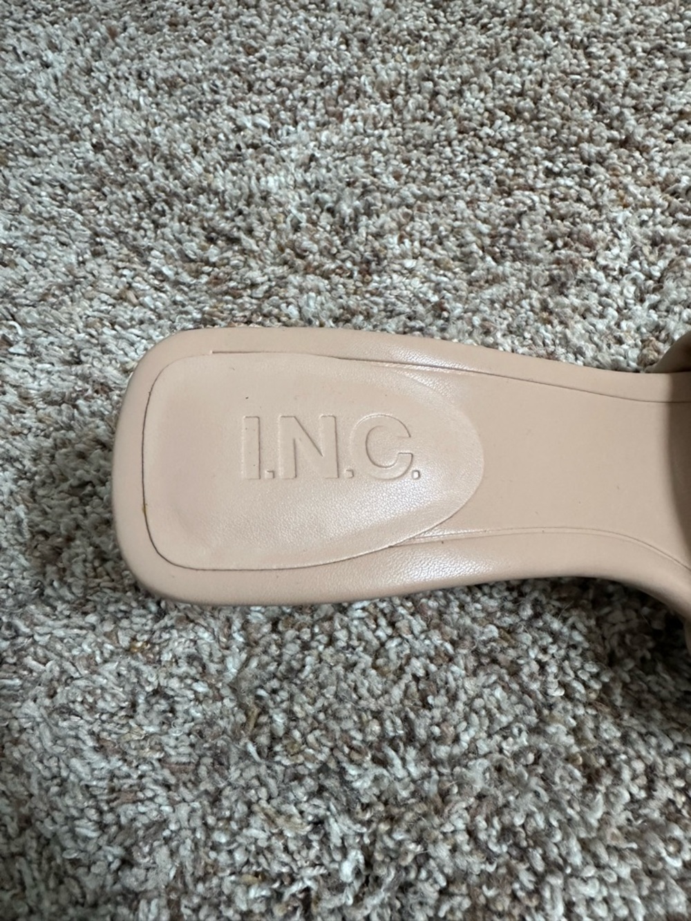 INC International Concepts Nude Chain Strap Mule Heels Size 7 Square Toe Slides - Picture 5 of 6
